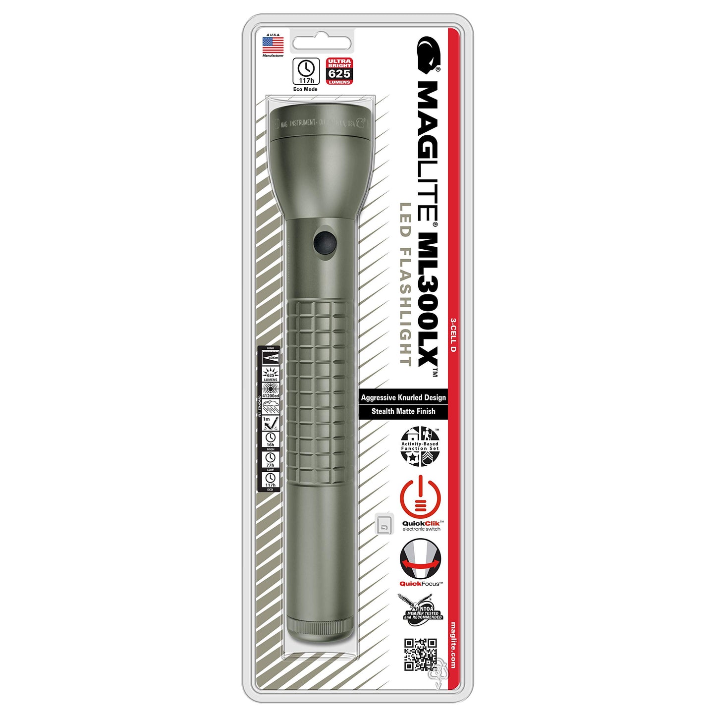 MAGLITE ML300LX LED 3-Cell D Flashlight, Foliage Green #ML300LX-S3RI6