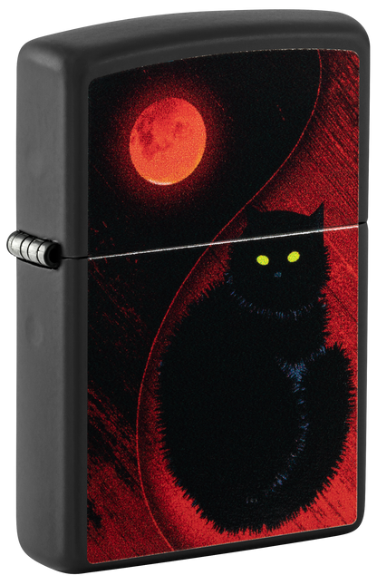 Zippo Black Cat Bad Luck, Black Matte Finish Lighter #48453