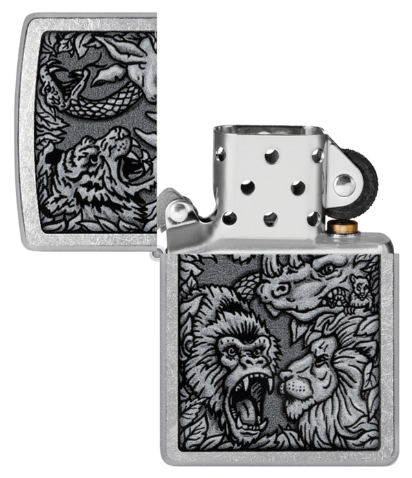 Zippo Animal Kingdom War Design, Street Chrome Lighter #48567