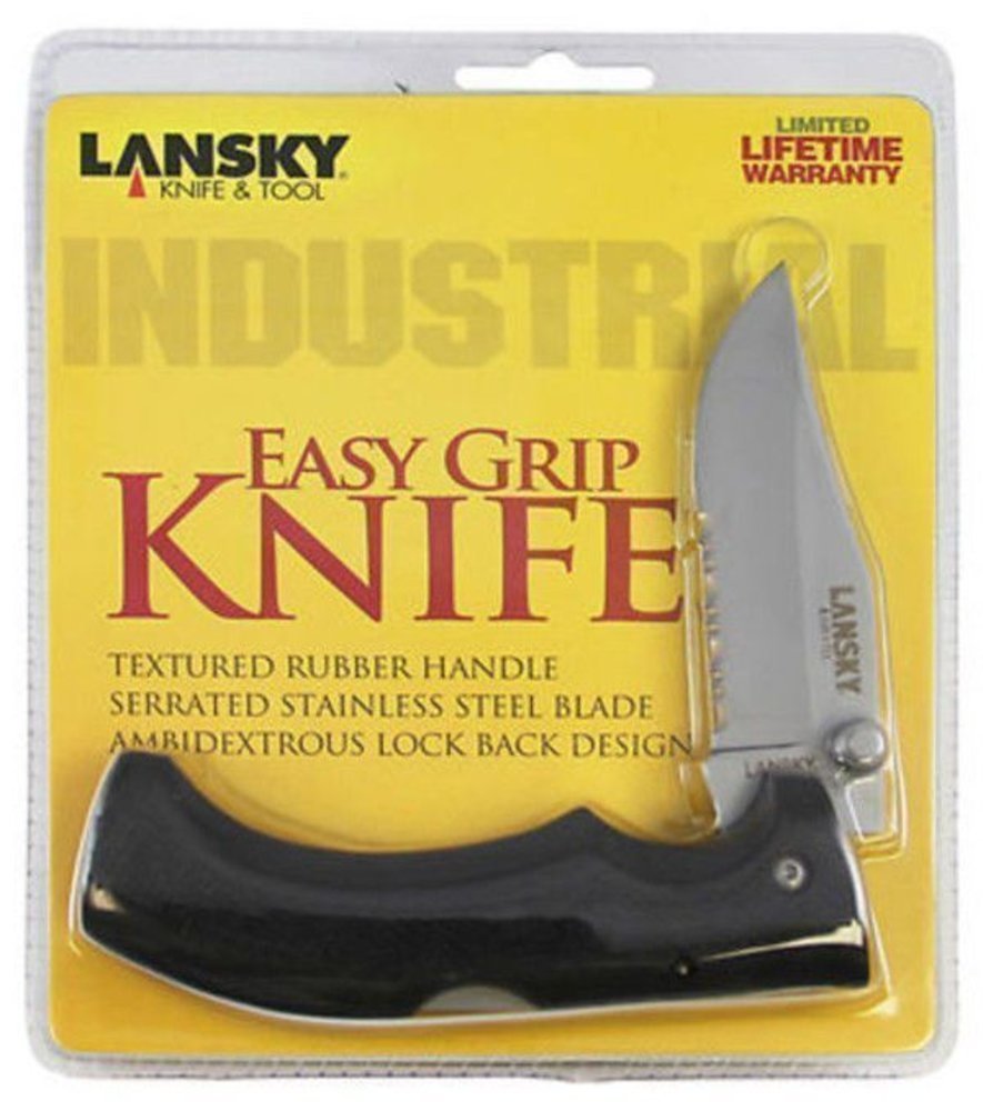 Lansky Easy Grip Knife + Nylon Sheath, Ambidextrous Lockback Design #LKN030