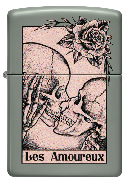 Zippo Skulls Kissing bes Amoureux Design, Sage Lighter #48594