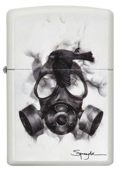 Zippo Spazuk Gas Mask With Bird Lighter, White Matte #29646
