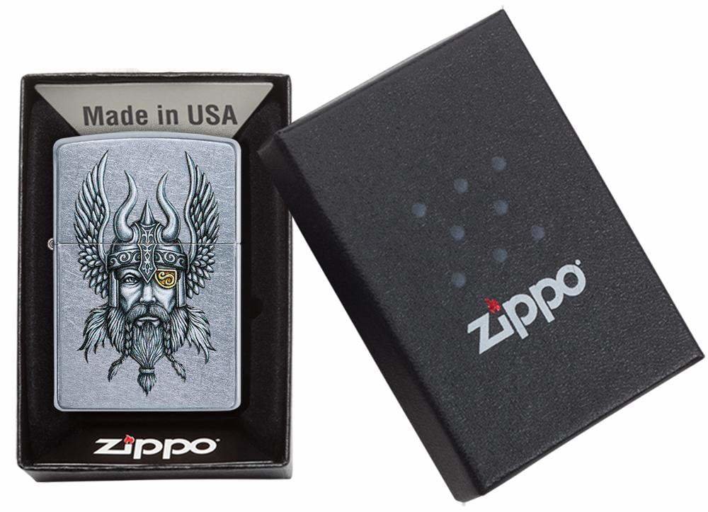 Zippo Nordic Viking Warrior, Street Chrome Finish, Windproof Lighter #29871