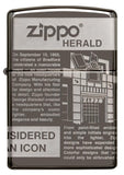 Zippo Newsprint Design, 360° Laser Engraved Black Ice Finish Lighter #49049