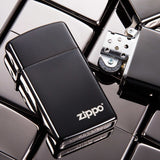 Zippo Slim Ebony with Logo Lighter, High Polish Black, Windproof #28123ZL