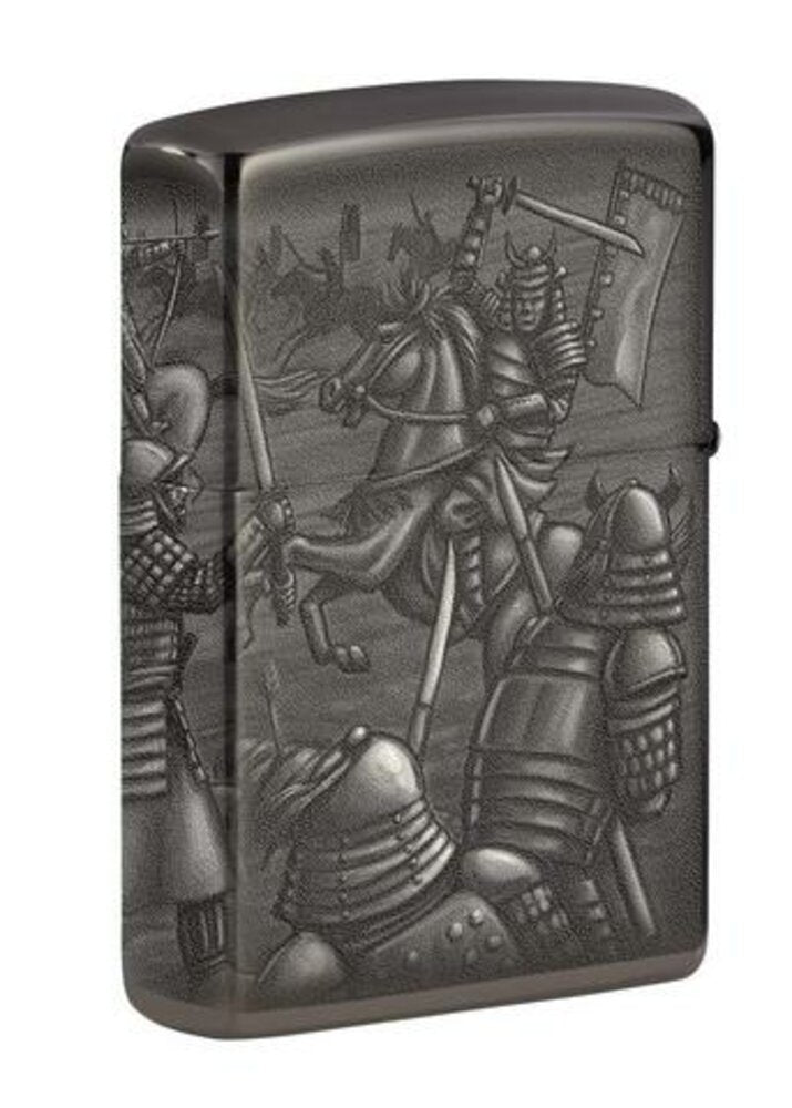 Zippo Samurai Warrior Fighting, 360° Design, High Polish Black Lighter #49292