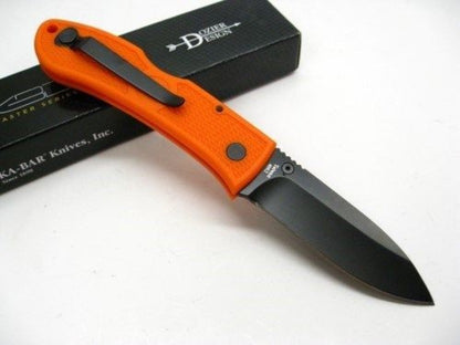 Ka-Bar Dozier Folding Hunter Knife, Thumb Stud, Blaze Orange #4062BO