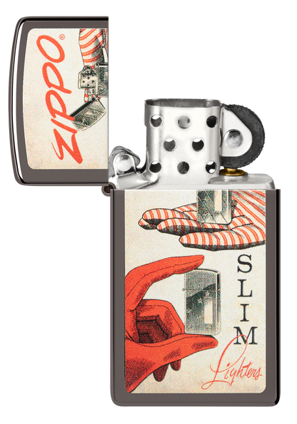 Zippo Slim Retro Design, Black Ice Lighter #48396