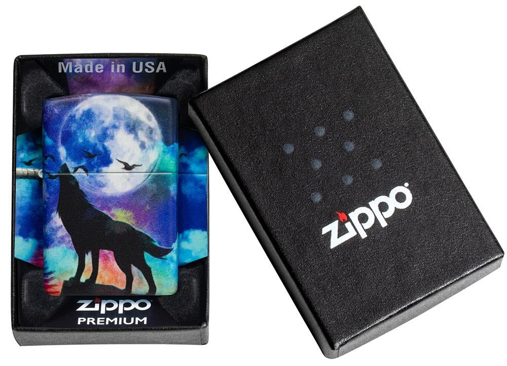 Zippo 540° Wolf Howling Moon Design, Windproof Lighter #49683