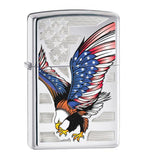 Zippo American Flag Eagle, High Polish Chrome, USA Genuine Lighter #28449