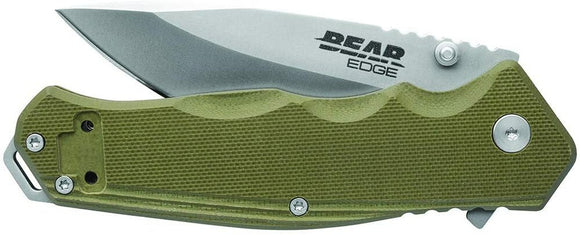 Bear & Son Bear Edge OD Green Folding Knife, 3.4