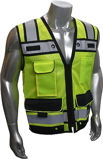 Radians High Visbility Green Heavy Duty Surveyor Vest, Size L #SV65-2ZGM-L