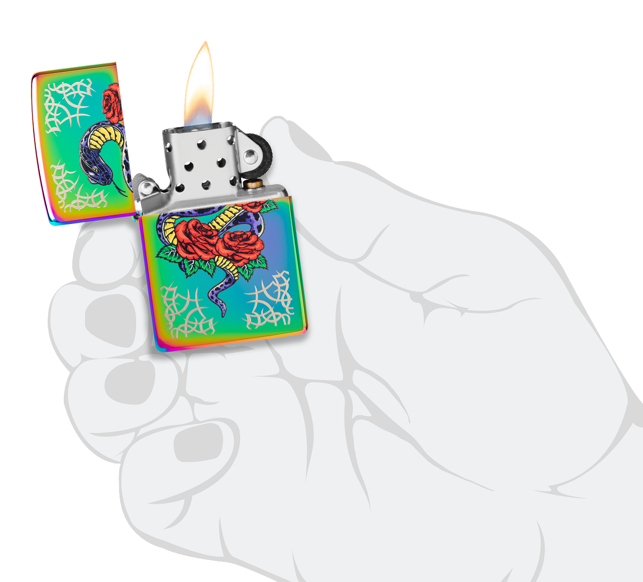 Zippo Snake and Roses Tattoo, Multi Color Lighter #48395