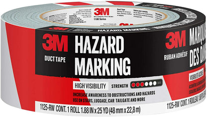 3M Hazard Marking Duct Tape Red/White, 1.88 in x 25 yd (48 mm x 22.8 m) #1125-RW