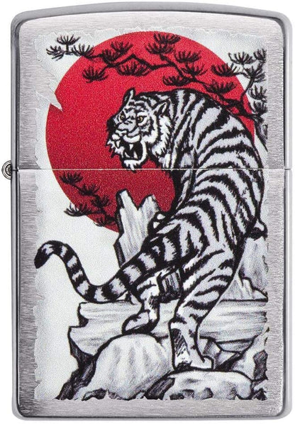 Zippo Asian Tiger Design, Brushed Chrome Finish Lighter #29889