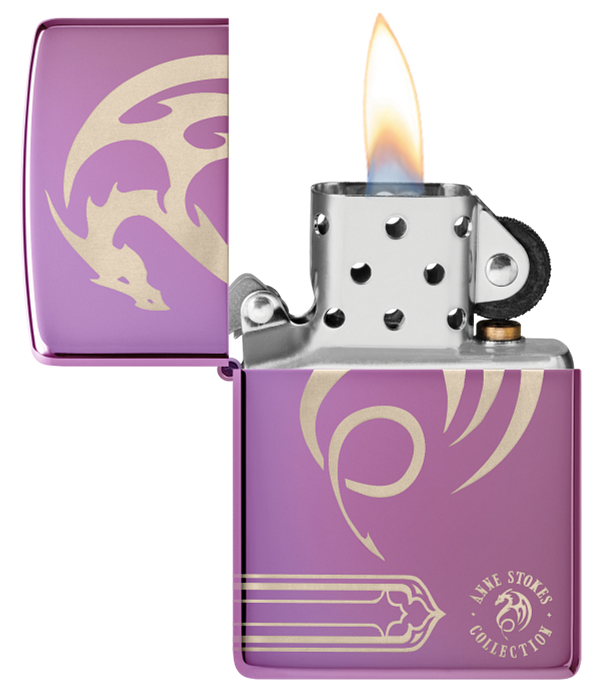 Zippo Anne Stokes Dragon Design, High Polish Purple Lighter #48574