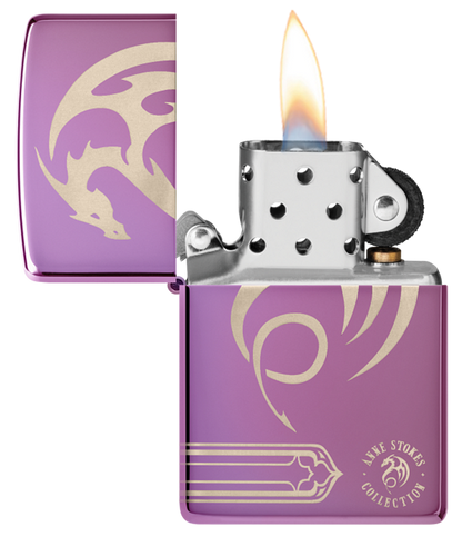 Zippo Anne Stokes Dragon Design, High Polish Purple Lighter #48574