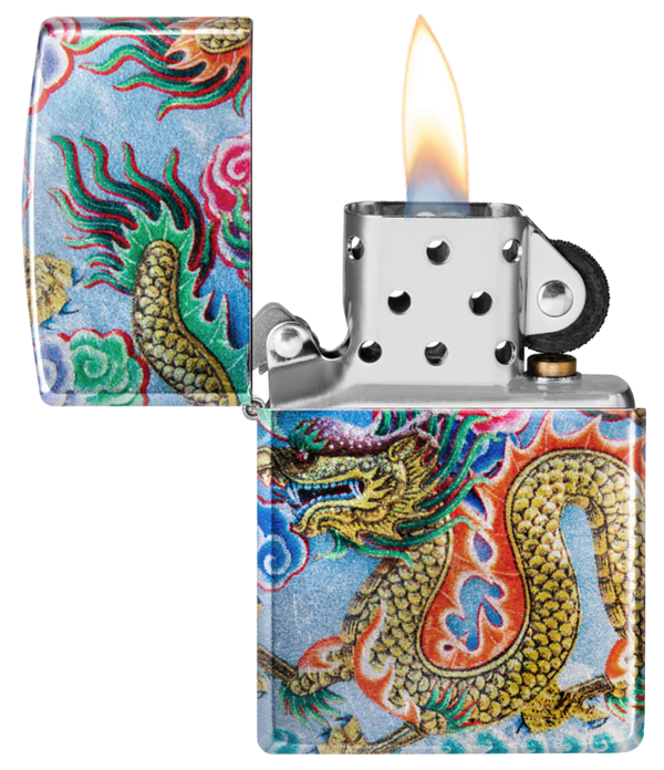 Zippo Asian Dragon 540 Tumbled Chrome Fusion Design Lighter #48575