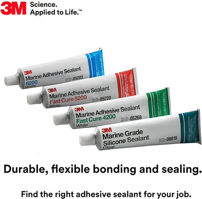 3M Marine Adhesive Sealant Fast Cure, White, 3 oz Tube #05220