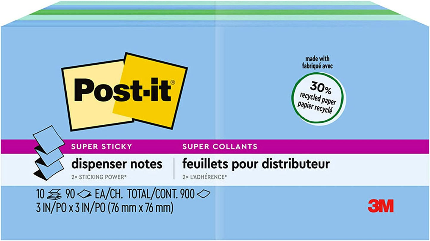 Post-it Super Sticky Dispenser Pop-up Notes , 3 in x 3, 90sh, 10-pack #R330-10SST