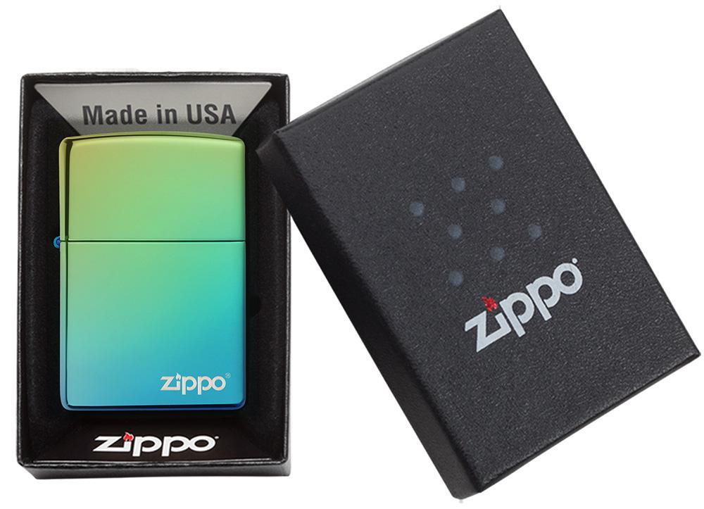 Zippo Classic High Polish Teal Zippo Logo Base Model Lighter #49191ZL