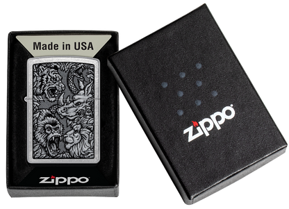 Zippo Animal Kingdom War Design, Street Chrome Lighter #48567