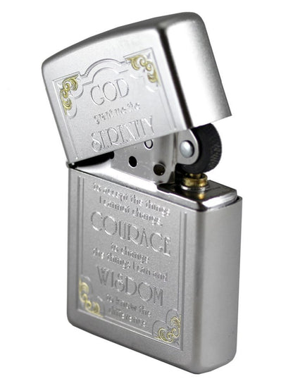 Zippo Serenity Prayer Lighter Satin Chrome #28458