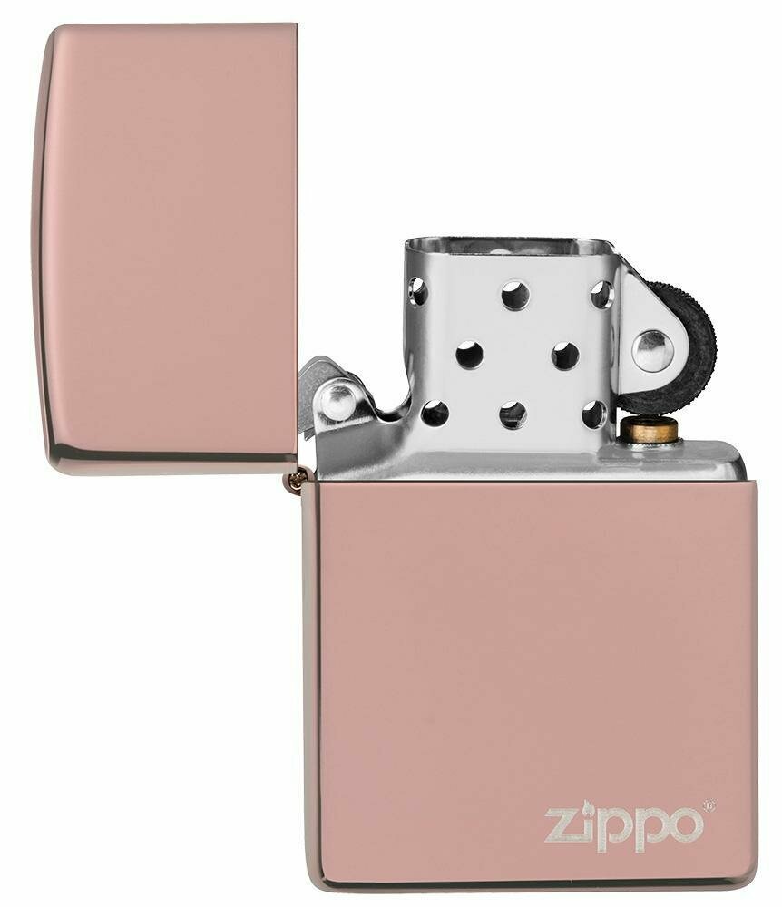 Zippo Classic High Polish Rose Gold Zippo Logo, Genuine Pocket Lighter #49190ZL