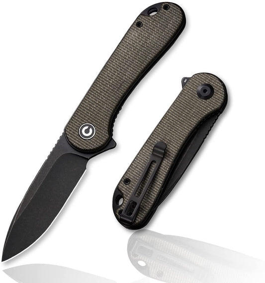 CIVIVI Elementum Knife, Black Blade + Dark Green Micarta Handle #C907Z