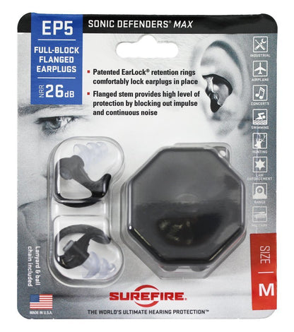 Surefire Earpro Medium, Blk, Sonic Defenders Max, Hearing Protection #EP5-BK-MPR