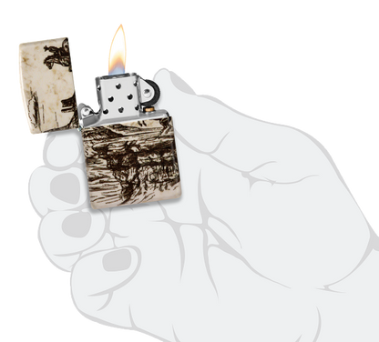 Zippo Wild West Cowboy Scene 540 Design, Matte Finish Lighter #48518