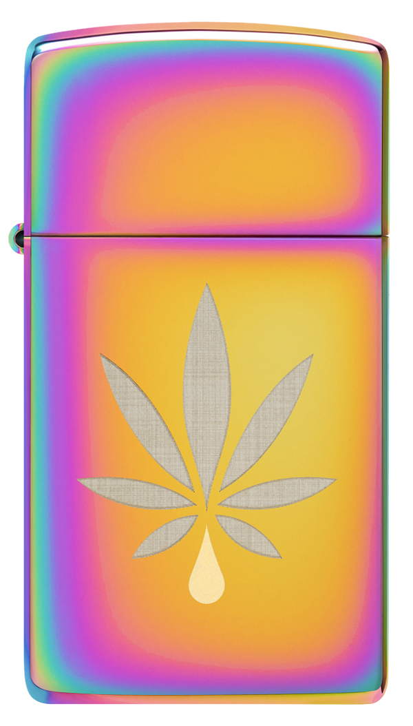 Zippo Slim Cannabis Leaf Laser Two-Tone, Multi Color Lighter #48670