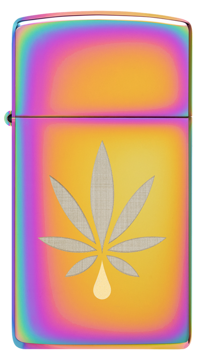 Zippo Slim Cannabis Leaf Laser Two-Tone, Multi Color Lighter #48670