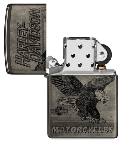 Zippo Harley Davidson Motorcycles, High Polish Black Lighter #48360