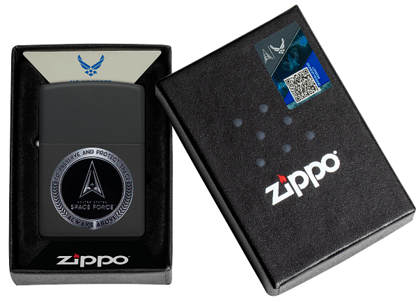 Zippo USA Space Force Logo Design, Black Matte Lighter #48548