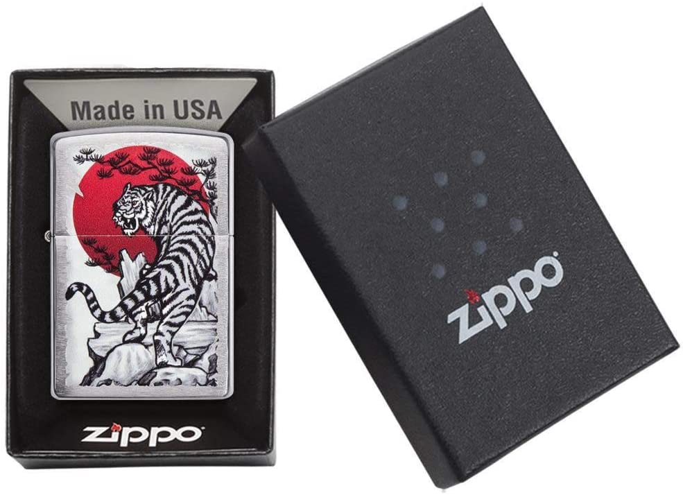 Zippo Asian Tiger Design, Brushed Chrome Finish Lighter #29889