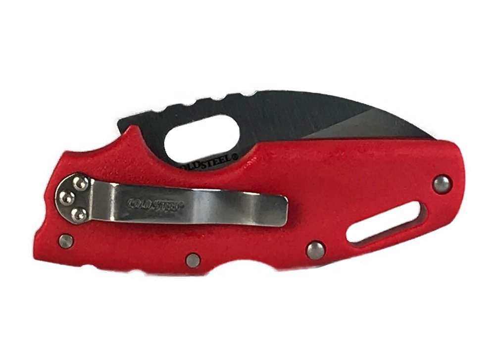 Cold Steel TUFF LITE, Red, Plain Edge Folding Pocket Knife + Belt Clip #20LTR