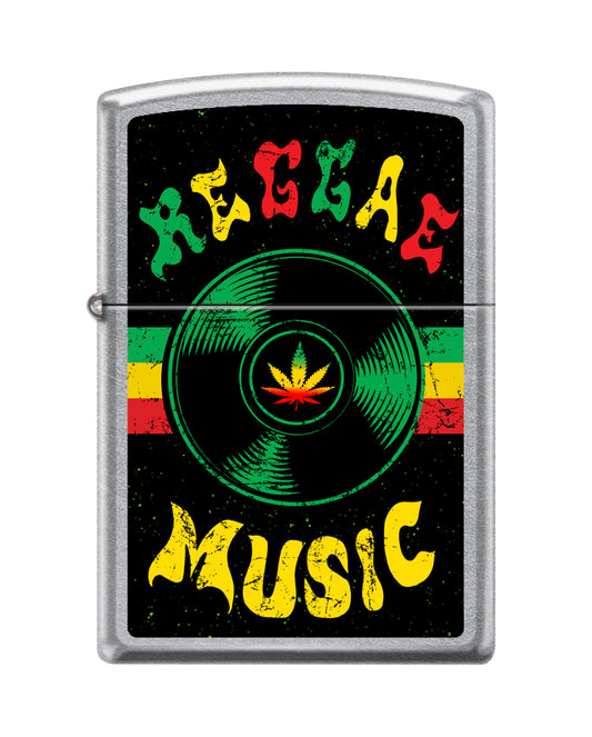 Zippo Weed Reggae Music Design, Street Chrome Lighter #207-095843