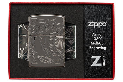 Zippo 360° Armor Black Ice MultiCut Sprirtual Design Windproof Lighter #49689