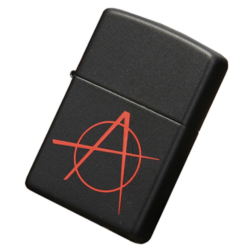 Zippo Anarchy Symbol Lighter, Black Matte, Windproof #20842