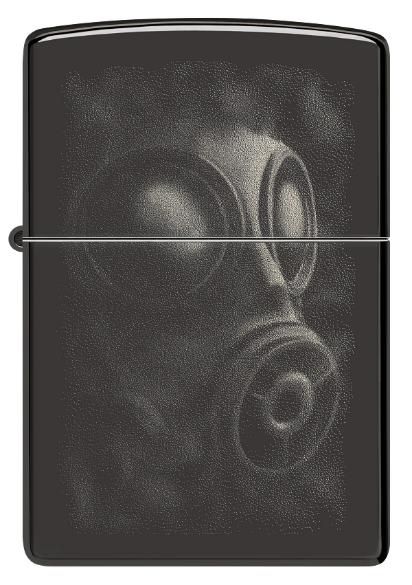 Zippo Gas Mask Design, High Polish Black Lighter #48588