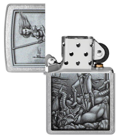 Zippo Mythological Warrior Design, Street Chrome Lighter #48371