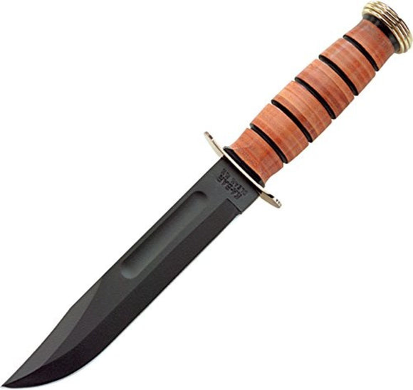 KA-BAR USMC Presentation Grade Knife Gold Guard & End Cap + Leather Sheath #1215