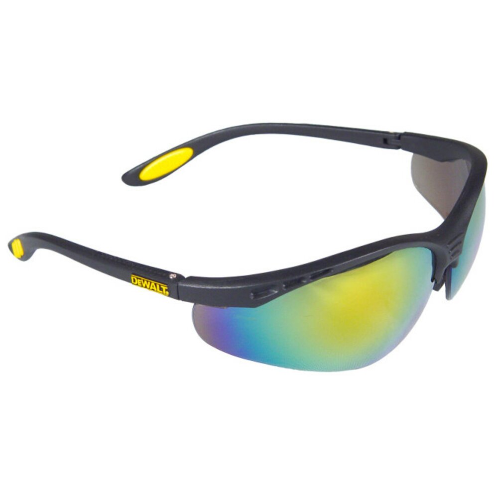 DeWalt Reinforcer Safety Glasses, Black Frame, Fire Mirror Lens #DPG58-6D