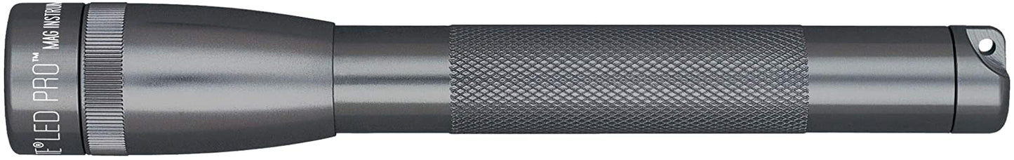 MAGLITE Mini PRO LED Flashlight, Gray, 2-Cell AA + Holster, 332 Lumens #SP2P09H