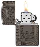 Zippo Flame Logo Deep Carve Engrave,  Black Ice Armor Lighter #48569
