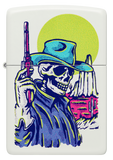 Zippo Wild West Skeleton Cowboy Design, White Matte Lighter #48502
