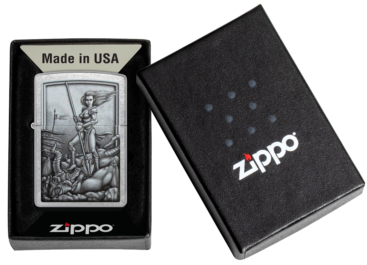 Zippo Mythological Warrior Design, Street Chrome Lighter #48371