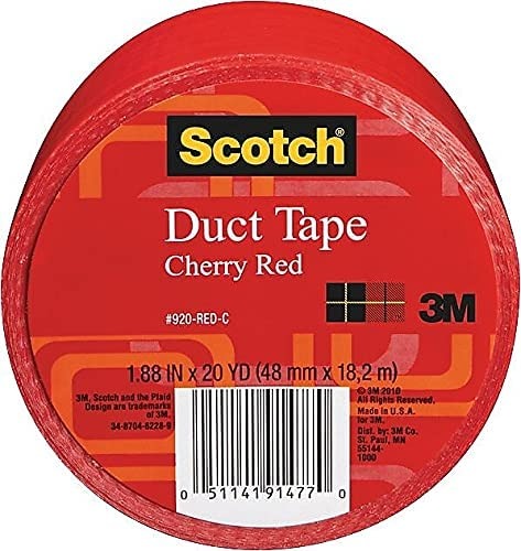 3M Scotch Duct Tape, 1.88 in x 20 yd (48 mm x 18,2 m), Red #920-RED-C