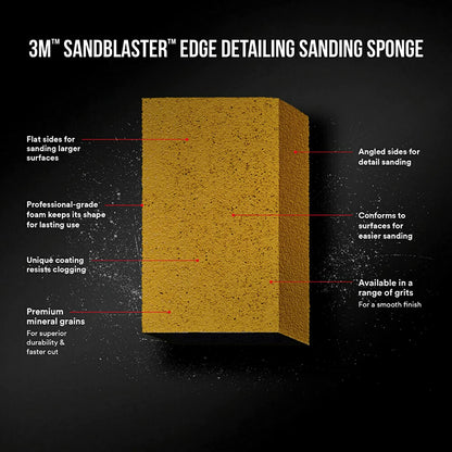 3M SandBlaster EDGE DETAILING Sanding Sponge, 320 grit, 3 Pack #9566-3PK
